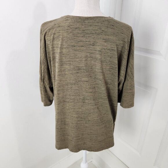 Ted Baker Top Womens 5 Green Heathered Hi Low Hem Side Slits Neutral Boho - Picture 13 of 14